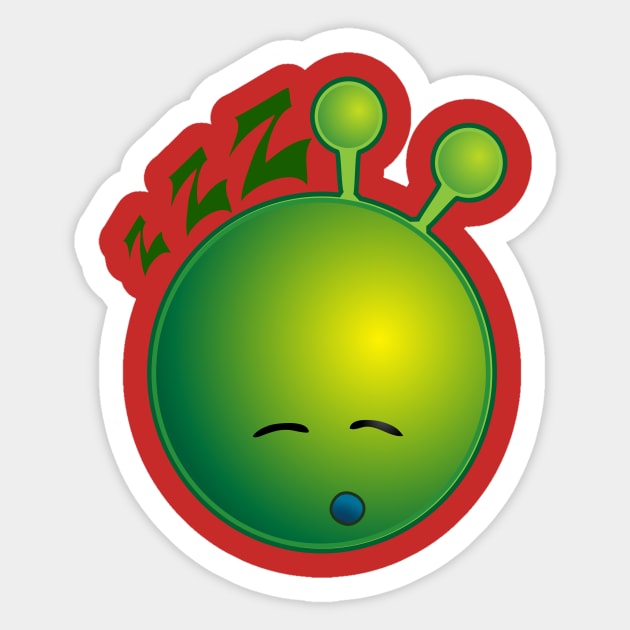 Sleepy Alien Monster ET Extraterrestrial Martian Green Man Emoji for Women, Men and Kids 15 Sticker by PatrioTEEism